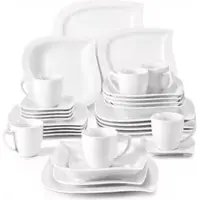 Happyment Elite Dinerborden – Serviesset – 6 persoons – 30 delig – Wit Keramisch – Breakfast Plates – Kleurrijke presentatie