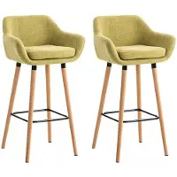 In And OutdoorMatch And OutdoorMatch Luxe barkruk Bud - Geel - Hout - Modern design - Set van 2 - Met rugleuning - Voetsteun - Geschikt voor keuken en bar - Beklede zitting