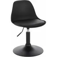 Happyment Mini Barkruk Diva - Zwart - Set van 1 - Kleine ronde kruk - Keuken - Barstoel - Kunstleer - Verstelbaar in hoogte - Zithoogte 37-49cm