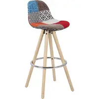 Happyment Hoge Barkruk Color - Zithoogte 75cm - Set van 1 - Keuken - Barstoelen - Met rugleuning - Linnen - Zwart frame