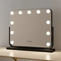 Zesso Milton & Oldbrook Hollywood spiegel met verlichting, 47 x 38 cm, Trofa, zwart