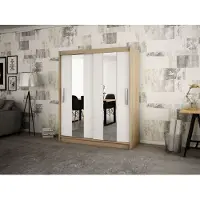 Minio Kledingkast, 200 cm, model POLE, Sonoma eikenhout/mat wit