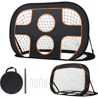 LZQ 2-in-1 opklapbaar voetbaldoel met doelwand, geschikt voor binnen- en buitengebruik, inclusief draagtas, 121x80x80 cm