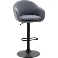 HOMCOM HOMdotCOM barkruk 92-112cm In hoogte verstelbare barkruk met linnenlook Donkergrijs