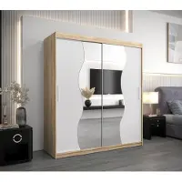 Minio Kledingkast 180 cm, model MADRYT, Sonoma eikenhout/wit