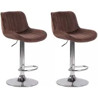 In And OutdoorMatch And Outdoor Match barkruk Spencer - bruin chroom - zithoogte 60-82 cm - set van 2 - in hoogte verstelbaar - geschikt voor keuken en bar - met rugleuning - ergonomische barkrukken