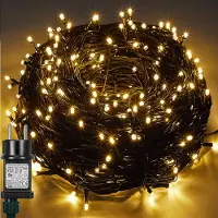 Rosikey 50 meter LED-lichtketting, warmwit, voor binnen gebruik, met timer, 8 lichtmodi, kerstverlichting, geschikt voor kerstboom, tuin, balkon, feestdecoratie