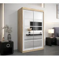 Minio Kledingkast 120 cm, model ROMA 2, kleur: Sonoma eikenhout / wit