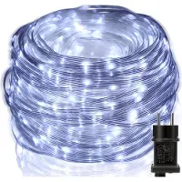 Rosikey 20 meter LED-lichtketting, stroomaangedreven, waterdicht, 8 lichtmodi, PVC-lichtslang, geschikt voor tuin, balkon, feestdecoratie, wit