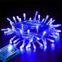 Rosikey 1M LED-lichtketting, 10 LED's, op batterijen, blauw, voor binnen, kerstverlichting, kerstversiering, geschikt voor slaapkamer, feest, bruiloft, decoratie