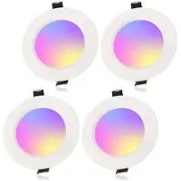 Rosikey Inbouwspots LED met afstandsbediening, 230V, 16 kleuren, dimbaar, RGBW spots, inbouw plafondlamp, ronde inbouwspots, inbouwverlichting, ultra plat, 10W, 4 stuks