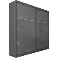 MargaretHadas24 200 cm kledingkast Vena, inclusief 2 schuifdeuren. Schuifdeurkledingkast (kleur: grafiet, Lacobel grafiet)