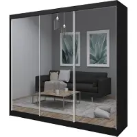 MargaretHadas24 240 cm kledingkast Darix met spiegel, inclusief 3 schuifdeuren. Schuifdeurkledingkast (kleur: zwart)