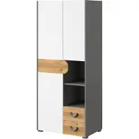 Minio , garderobekast "CARINA 1", kleur: wit / notenhoutfineer / lichtgrijs