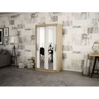 Minio Kledingkast, 100 cm, uitvoering: Sonoma eikenhout / mat wit