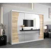 Minio Garderobekast, 250 cm, ELYPSE, mat wit / Sonoma eikenhout
