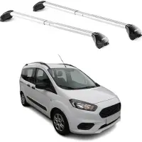 Aurilis Draagbalken voor Ford Courier Tourneo, modeljaren 2013-2025, geschikt voor 3-5 deuren, aluminium, zilverkleurig, 2-delig, met ABE-certificaat