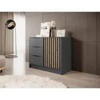 Minio , dressoir "NELLY", 105 cm, kleur: grafiet/gebeitste eik