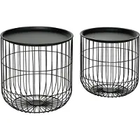 HOMCOM bijzettafel - set - staal - zwart