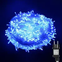 ROSNEK 20 meter LED-lichtketting met 200 LED's, 8 lichtmodi, waterdicht. Geschikt voor binnen- en buitendecoratie, tuinfeesten, kerst, Halloween, bruiloften. Kleur: blauw