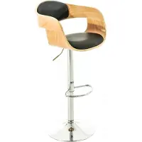 In And OutdoorMatch And OutdoorMatch design barkruk - zwart kunstleer in combinatie met een houten zitvlak - in hoogte verstelbaar - zithoogte 63 tot 77 cm - Deluxe