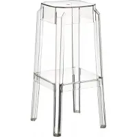 In And OutdoorMatch And Outdoor Match barkruk Granville - Zonder rugleuning - Set van 1 - Ergonomisch - Barkruk voor keuken of kantine - Vierkant - Transparant - Zit hoogte 75 cm
