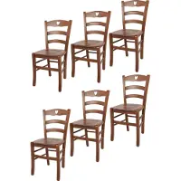 STOCK LINE t m c s Tommychairs - Set van 6 stoelen CUORE, geschikt voor keuken en eetkamer. Robuuste constructie van beukenhout, gelakt in lichtnootbruin, met een houten zitvlak