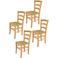 STOCK LINE t m c s Tommychairs - Set van 4 stoelen VENICE, geschikt voor keuken en eetkamer, met een stevige structuur van gelakt beukenhout in de kleur honing en een zitting van stro