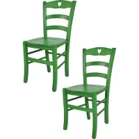 STOCK LINE t m c s Tommychairs - Set van 2 stoelen CUORE, geschikt voor keuken en eetkamer, met een stevige structuur van beukenhout, gelakt in een anilijn groene kleur, en een houten zitvlak