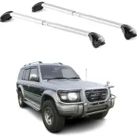 Aurilis Draagbalken voor Mitsubishi Pajero V20, model 1991-1999, 5-deurs, aluminium, zilverkleurig, 2-delig, met ABE-certificaat