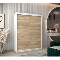 Minio Kledingkast 150 cm, model VERONA, kleur wit/sonoma