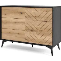 Minio Kommode met laden, model 104, kleur: DIAMOND zwart / Evoke eikenhout