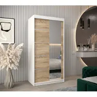 Minio Kledingkast 100 cm, model VERONA 2, wit/sonoma
