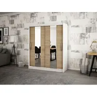 Minio Garderobekast, 200 cm, kleur: wit mat / Sonoma eikenhout