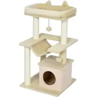 Fortuna Lai Kattenboom, krabpaal met speelgoed, zitstok, hangmat, 48 x 48 x 90 cm, crème