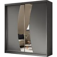 MargaretHadas24 200 cm hoge garderobekast Vex met spiegel, inclusief 2 schuifdeuren. Schuifdeurkledingkast (kleur: grafiet)