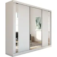 MargaretHadas24 240 cm hoge garderobekast Gabo met spiegel, inclusief 3 schuifdeuren (kleur: wit)