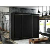 MargaretHadas24 Kledingkast Saturn 250 cm met 3 schuifdeuren, kledingstang en garderoberuimte. Levering tot in de woning (kleur: zwart)