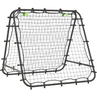 Fortuna Lai voetbal rebounder, kickback doel, terugkaatswand, net met dubbelzijdige terugkaatsfunctie, verstelbaar in 5 standen voor voetbaltraining, staal, zwart, 100 x 95 x 90 cm