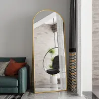 CDGlobal Spiegel voor het hele lichaam, 180 x 80 cm, spiegel met gouden aluminium frame, wandspiegel, staande spiegel voor slaapkamer, entree, gang, decoratie, enz.