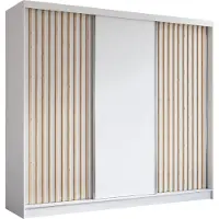 AX Living Cabinio zweefdeurkast, wit – 240 cm, Artisan lamellen