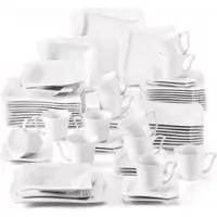 Happyment Grandiose Bordenset – 12 persoons – 60 delig – Wit Keramisch – Eetborden – Kleine Borden