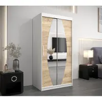 Minio Kledingkast 100 cm, model ELYPSE, wit mat / Sonoma eikenhout