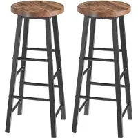 Happyment Hoge barkrukken Maxi - Zithoogte 71cm - Bruin - Set van 2 - Keuken - Barstoelen - Zonder rugleuning - Hout