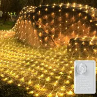 Rosikey Lichtnet 3x2 meter, 200 LED's, warm wit. LED-lichtketting, lichtgordijn, met stroomaansluiting. 8 lichtmodi, geheugenfunctie. Geschikt voor kerst, feestjes, tuin, kamer, balkon, decoratie