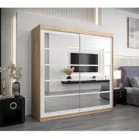 Minio Garderobe 200 cm ROMA 2, Sonoma eikenhout / wit