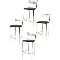 STOCK LINE t m c s Tommychairs - Set van 4 moderne barkrukken ELENA, geschikt voor keuken en eetkamer, met een stevig frame van verchroomd staal en een beklede zitting bekleed met zwart kunstleer
