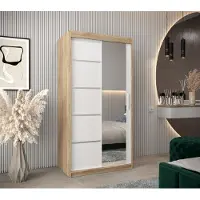 Minio Kledingkast 100 cm, model VERONA, kleur Sonoma/wit