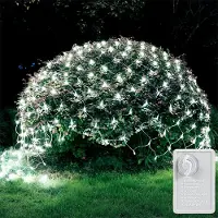 Rosikey Lichtnet 3x2 meter, 200 LED's, wit. LED-lichtketting, netvormig, lichtgordijn. Werkt op stroom. 8 lichtmodi, geheugenfunctie. Geschikt voor kerst, feestjes, tuin, kamer, balkon, decoratie
