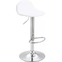In And OutdoorMatch And Outdoor Match barkruk Tyrique - Wit - Chroom - Modern design - Set van 1 - Hoogte verstelbaar - Voetsteun - 360 graden draaibaar - Geschikt voor keuken en bar - Beklede zitting